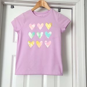 Cat and Jack Purple Shirt with Multi-Colored Hearts Girls size 7/8